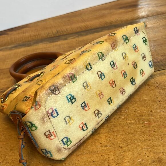 Vintage Dooney & Bourke Rainbow Heart Logo Y2K Canvas Leather Satchel - Picture 5 of 17